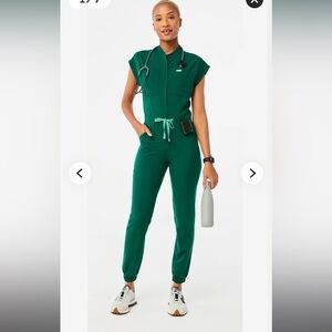 Hunter Green Rafaela Scrub Cargo Jumpsuit